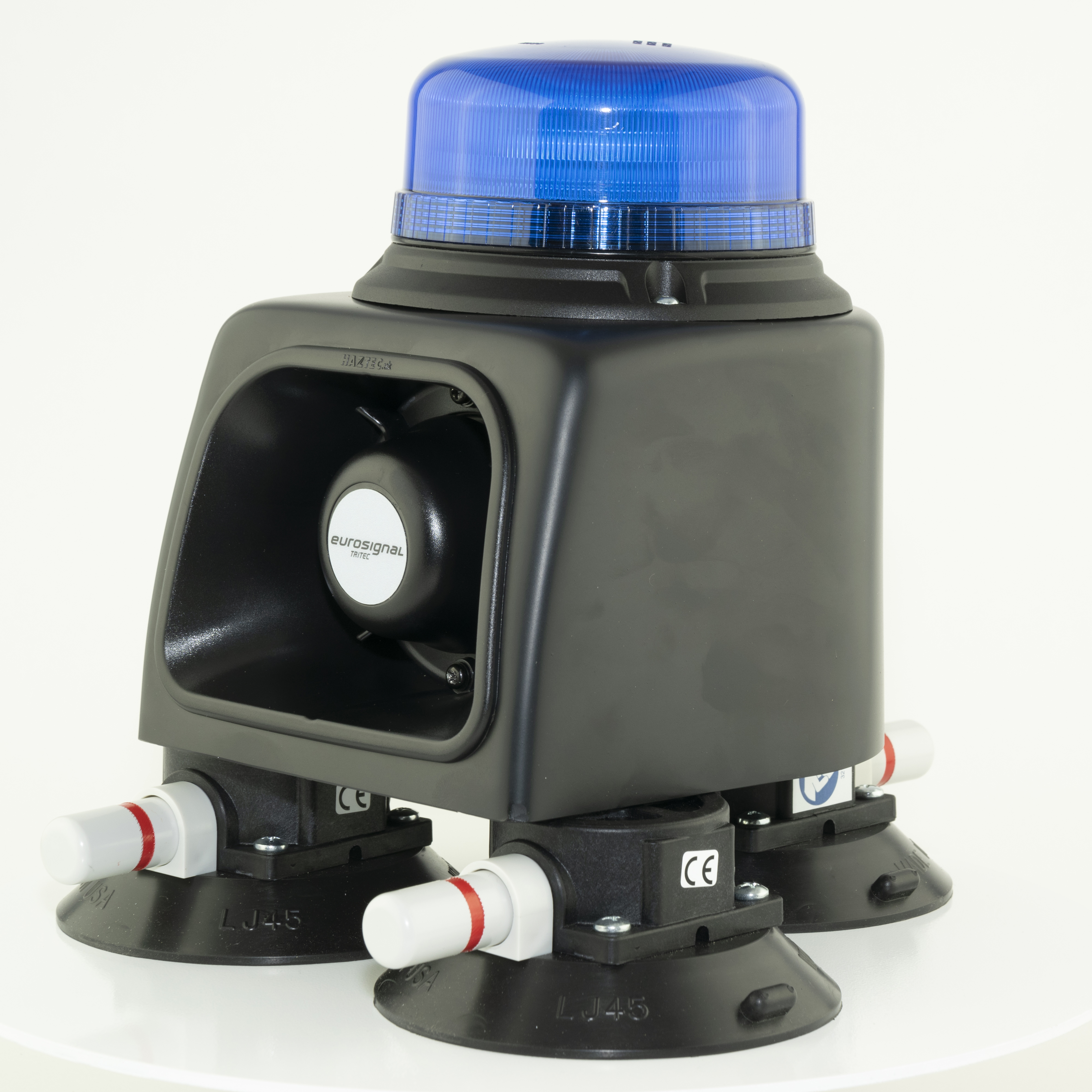 EUSIG-S1.0, Kennleuchte Warnfarbe Blau, Sirene 50W, Einsatzton Polizei-Österreich,  Saugmontage, 12VDC